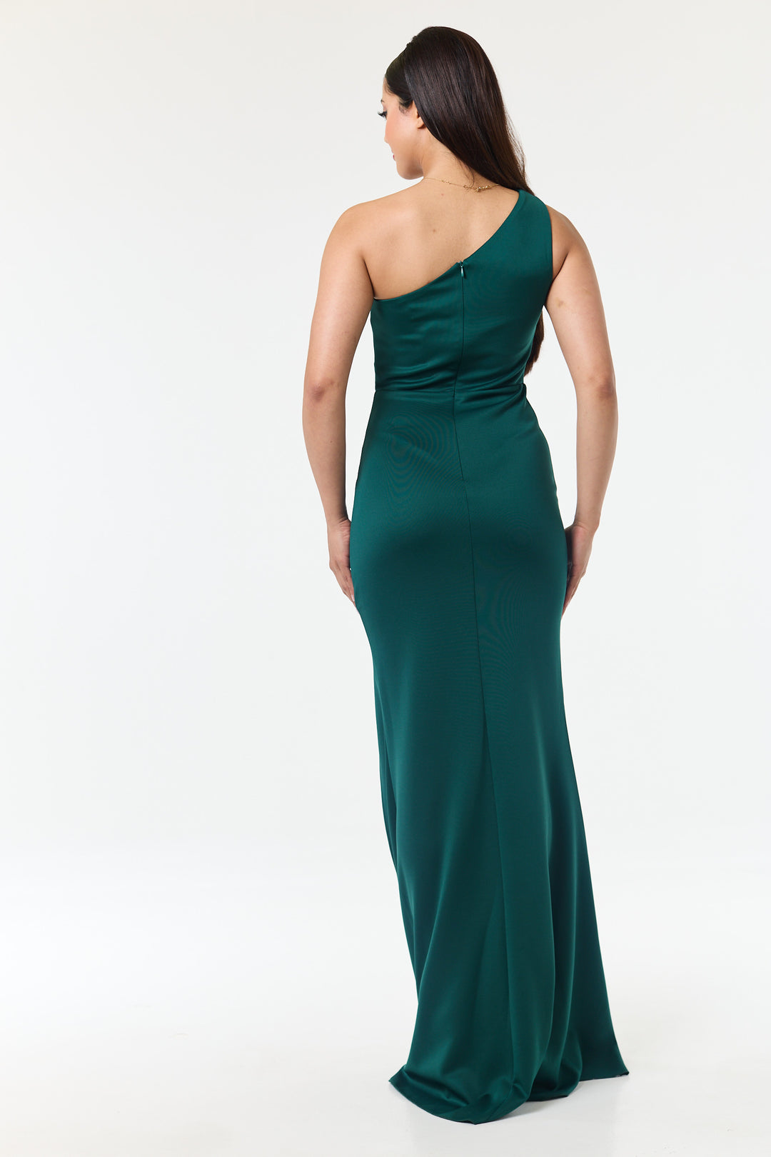 Green One Shoulder Side Slit Maxi Dress