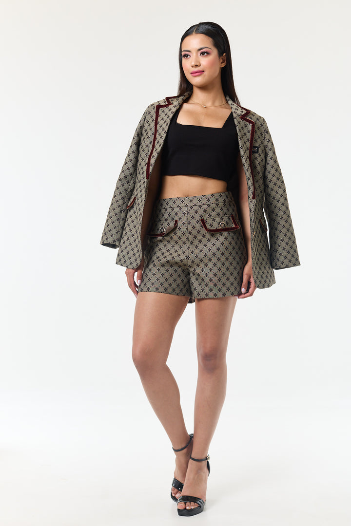 Coffee 2-Piece Shorts Suit