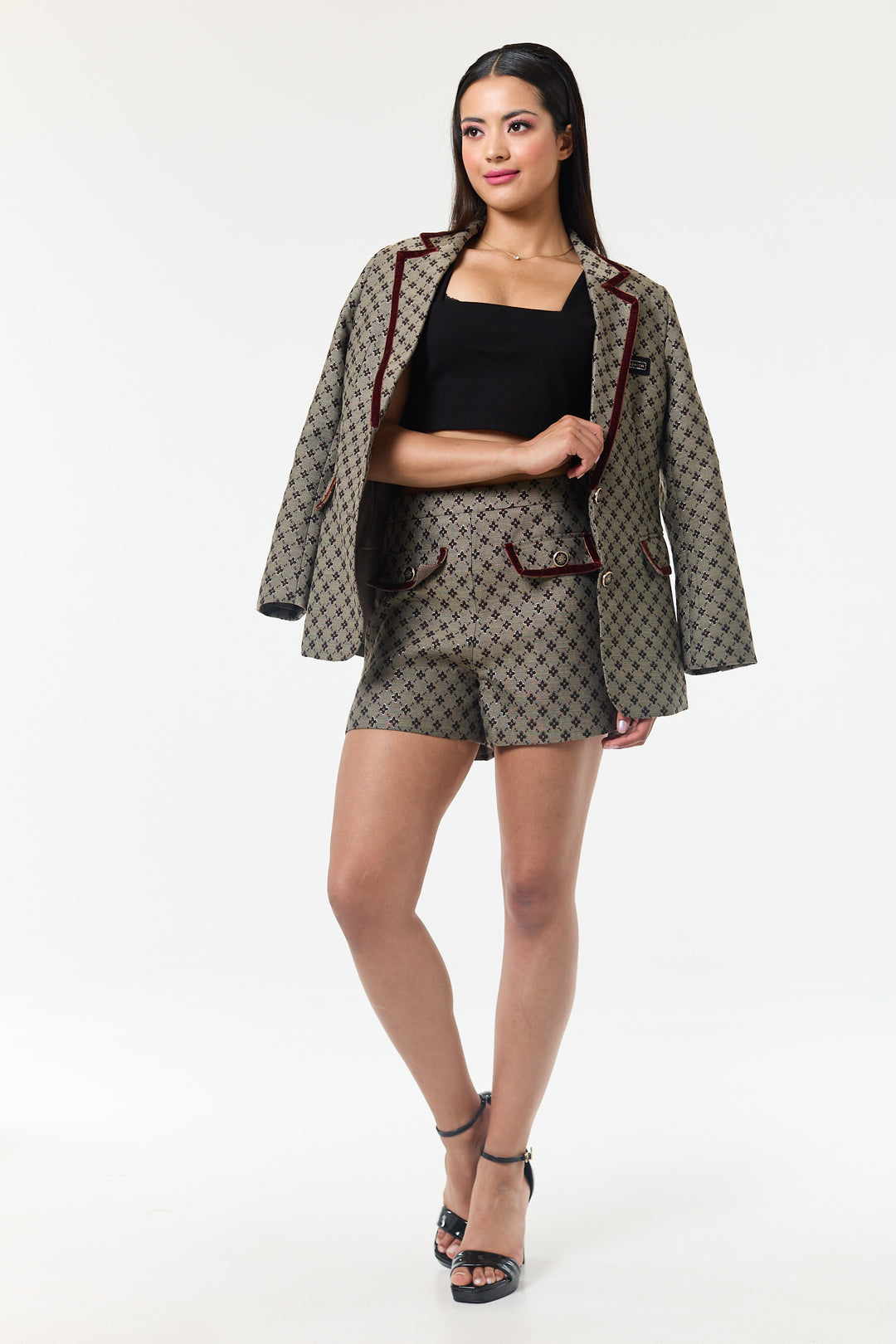 Coffee 2-Piece Shorts Suit