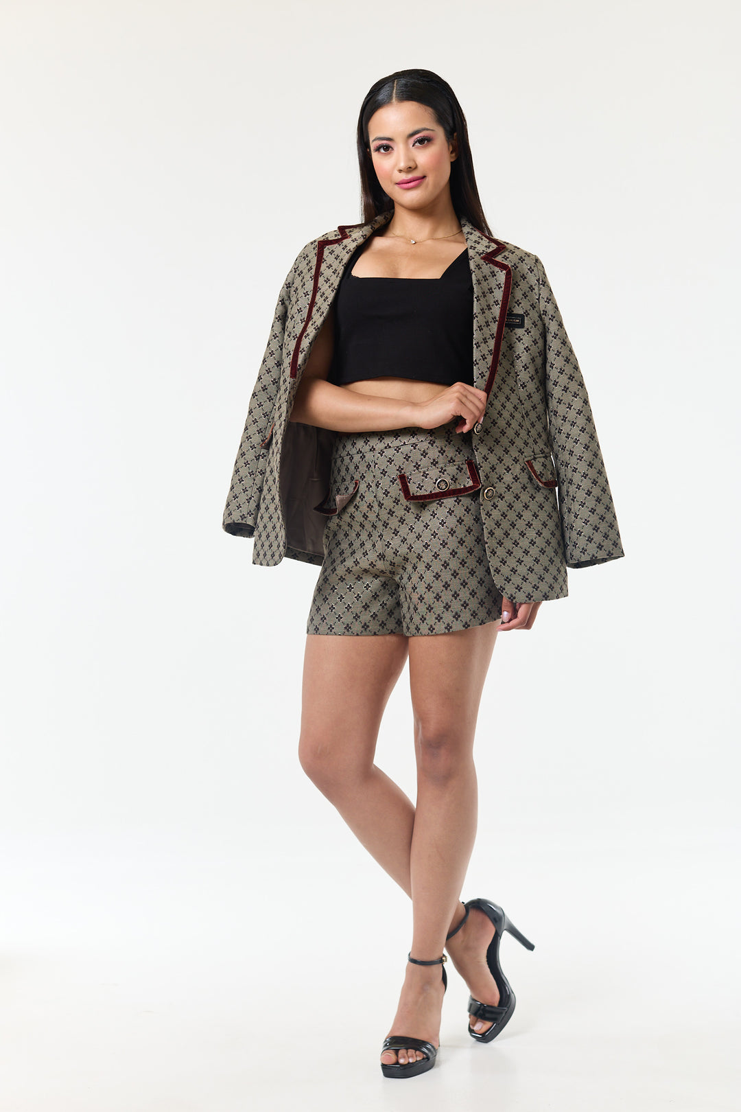 Coffee 2-Piece Shorts Suit