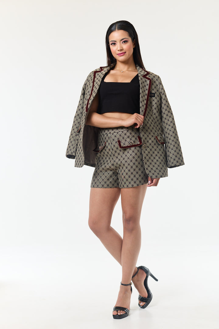 Coffee 2-Piece Shorts Suit