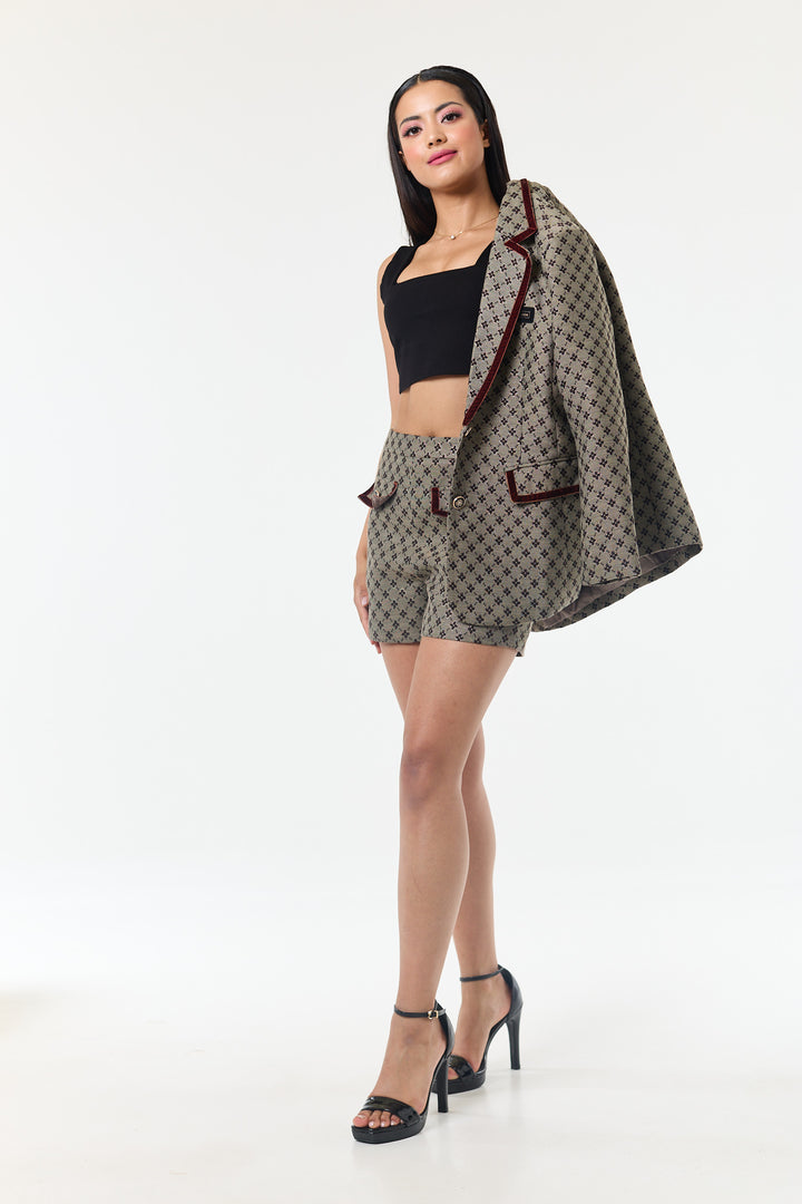 Coffee 2-Piece Shorts Suit