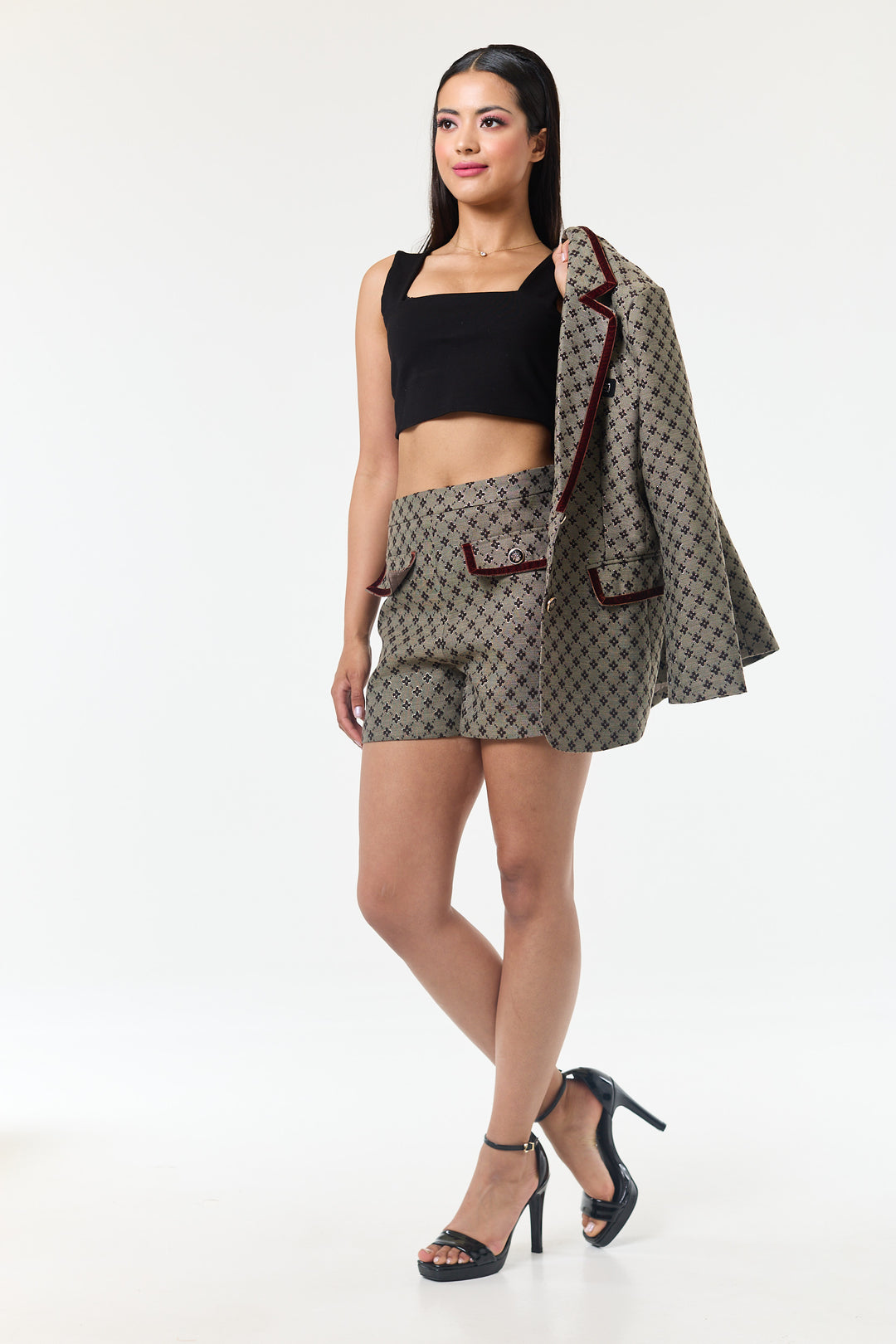 Coffee 2-Piece Shorts Suit