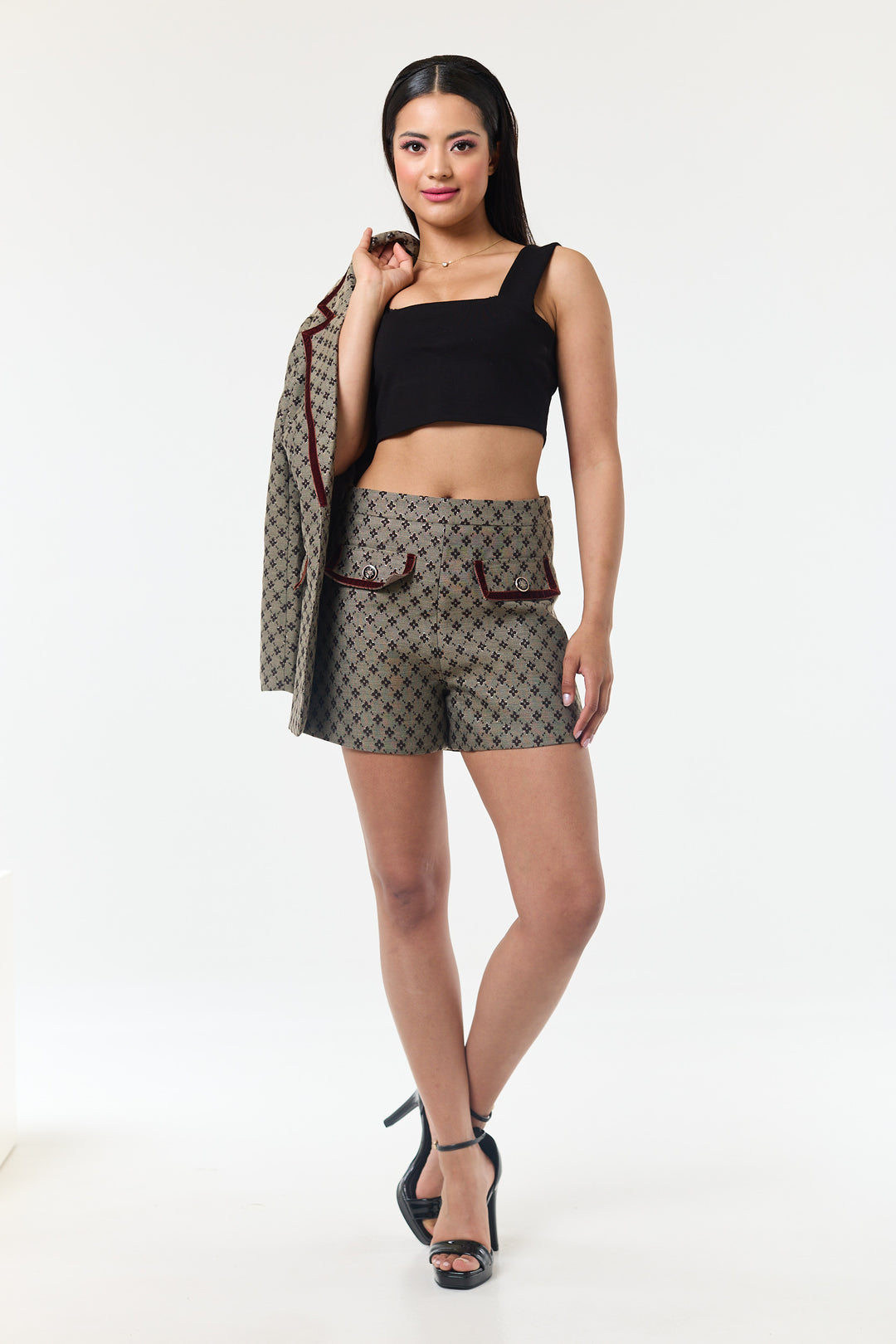 Coffee 2-Piece Shorts Suit