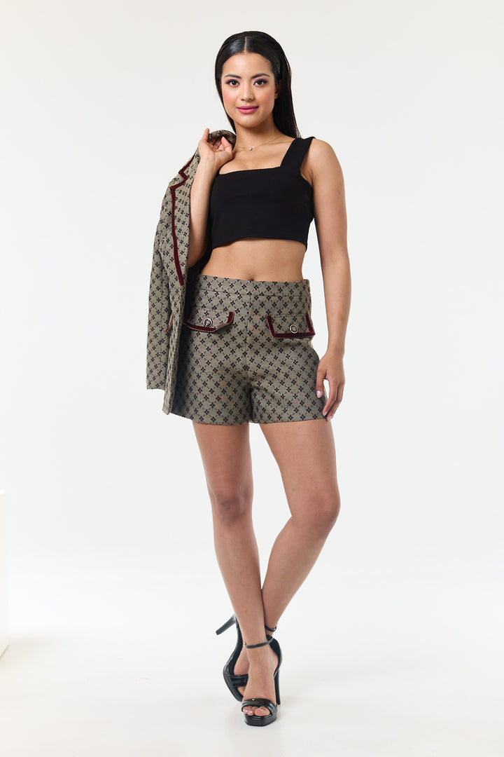 Coffee 2-Piece Shorts Suit