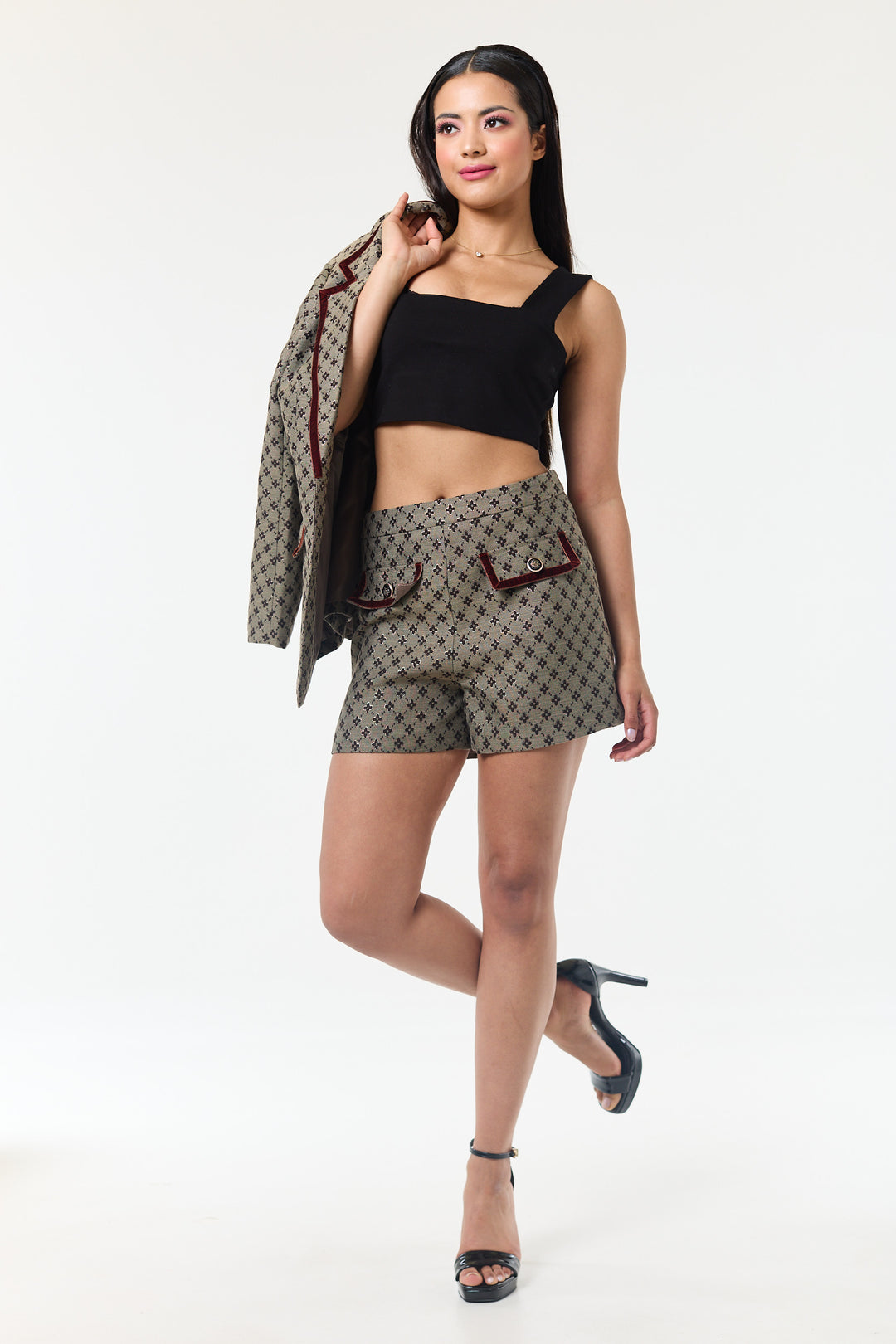 Coffee 2-Piece Shorts Suit