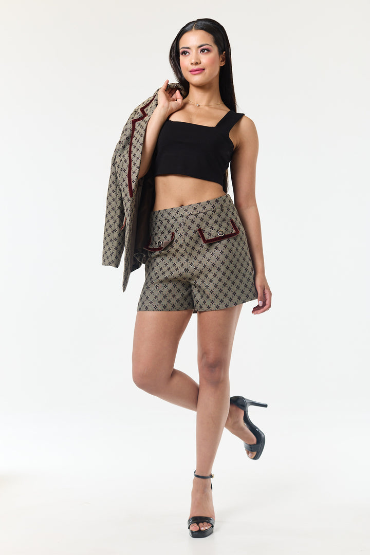 Coffee 2-Piece Shorts Suit