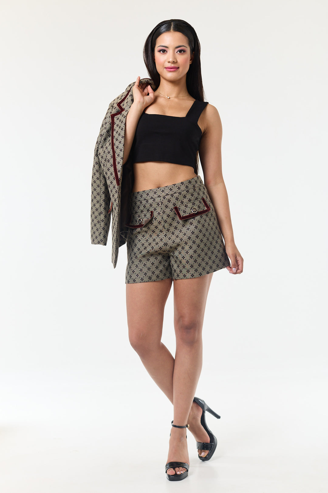 Coffee 2-Piece Shorts Suit
