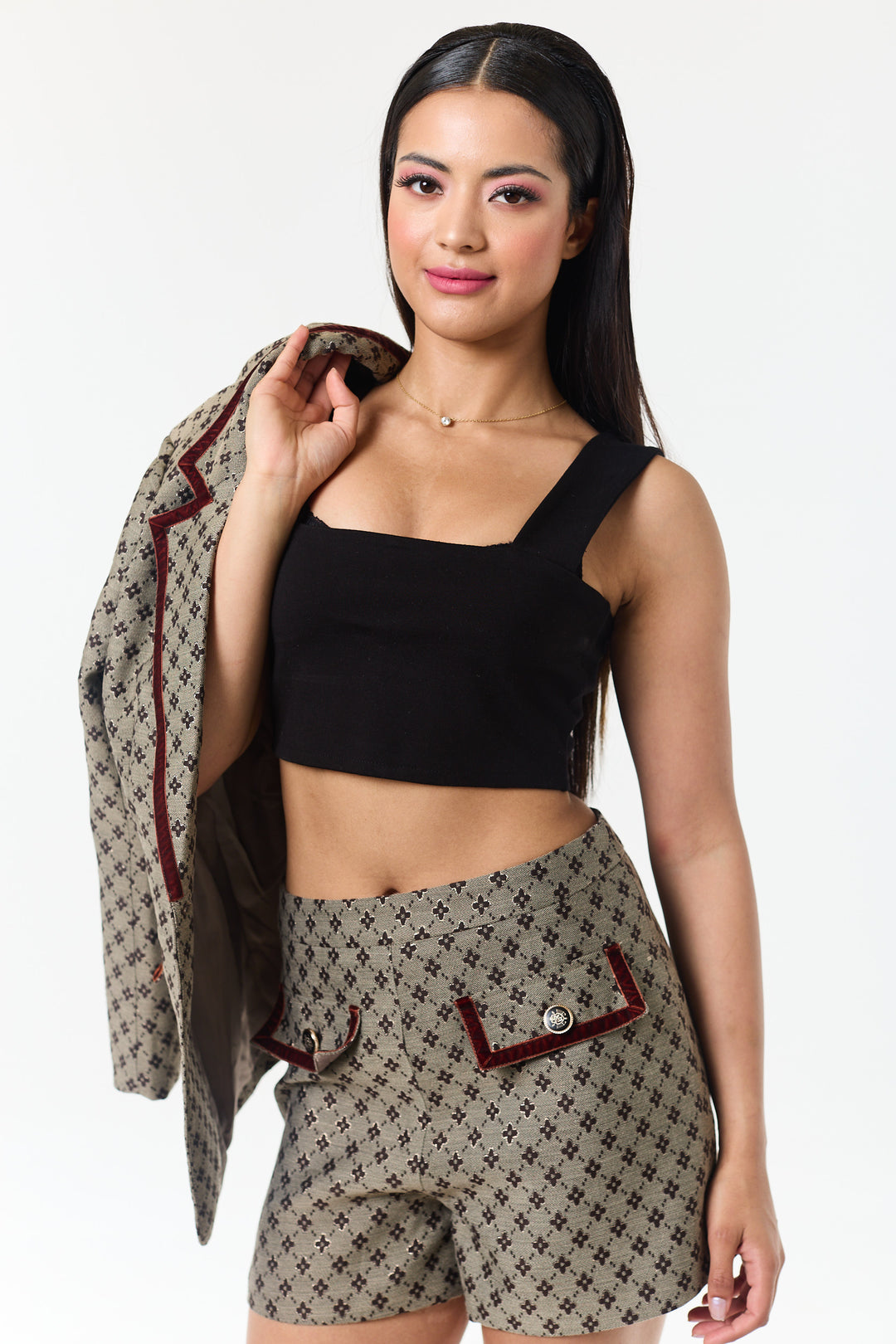Coffee 2-Piece Shorts Suit