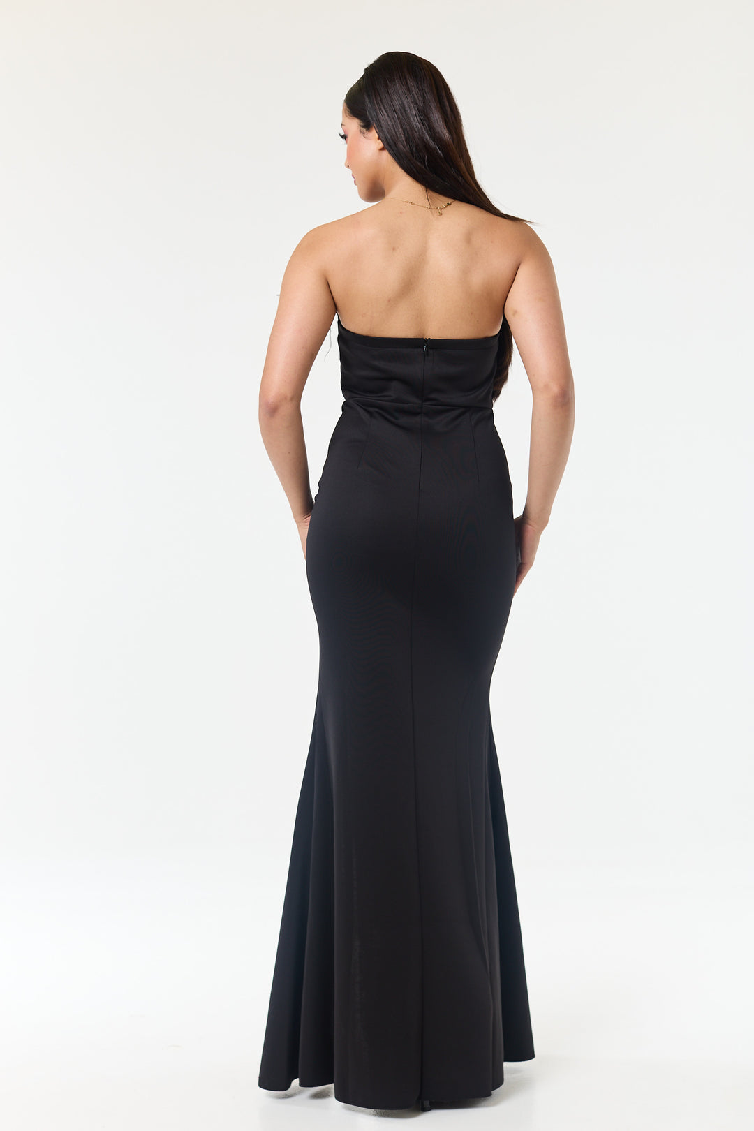 Black Bandeau Side Slit Maxi Dress