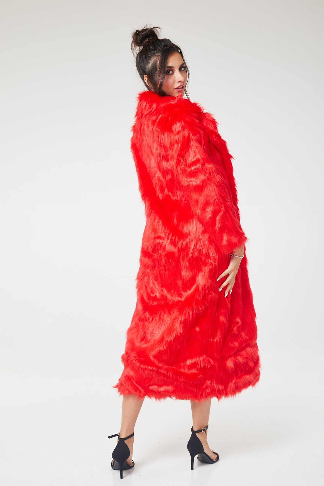 Red Faux Fur Long Coat