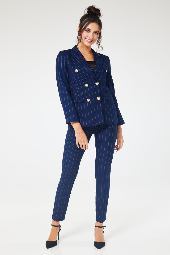 Navy Pinstriped Double Breasted 2-Piece Suit