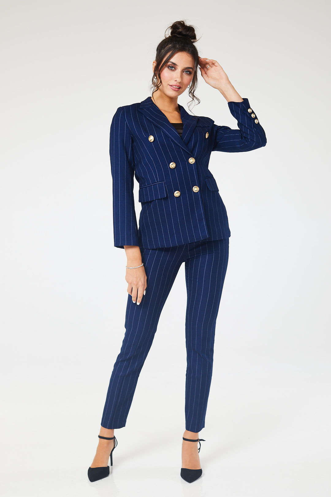 Navy Pinstriped Double Breasted 2-Piece Suit