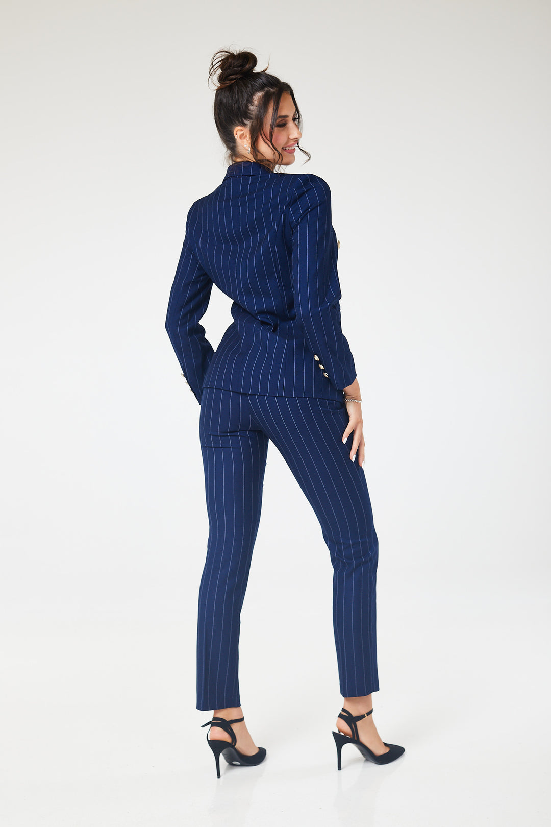 Navy Pinstriped Double Breasted 2-Piece Suit