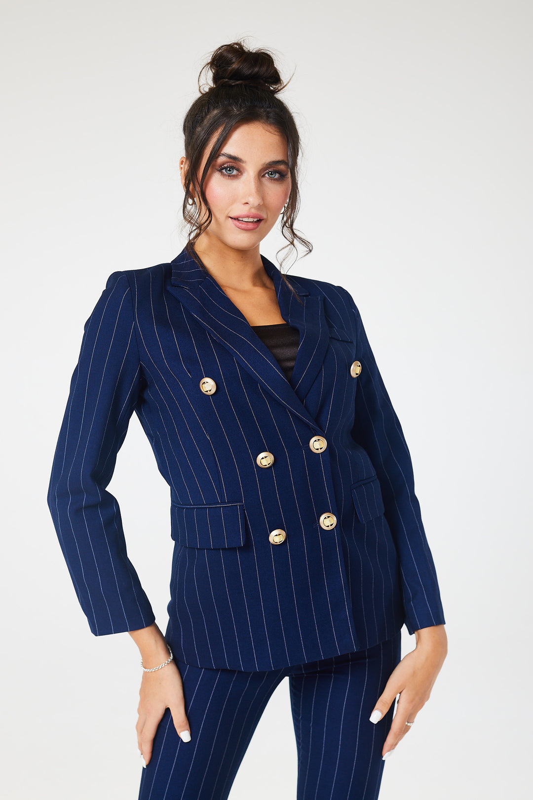 Navy Pinstriped Double Breasted 2-Piece Suit