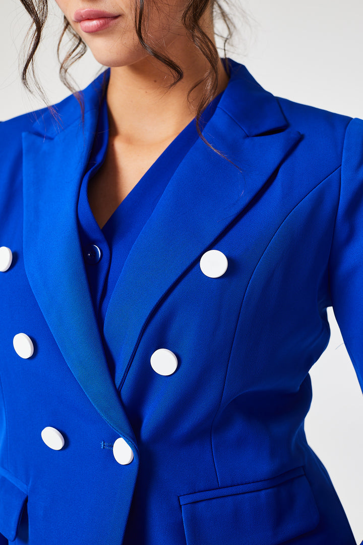 Cobalt Blue 4-Piece Trouser Skirt Suit