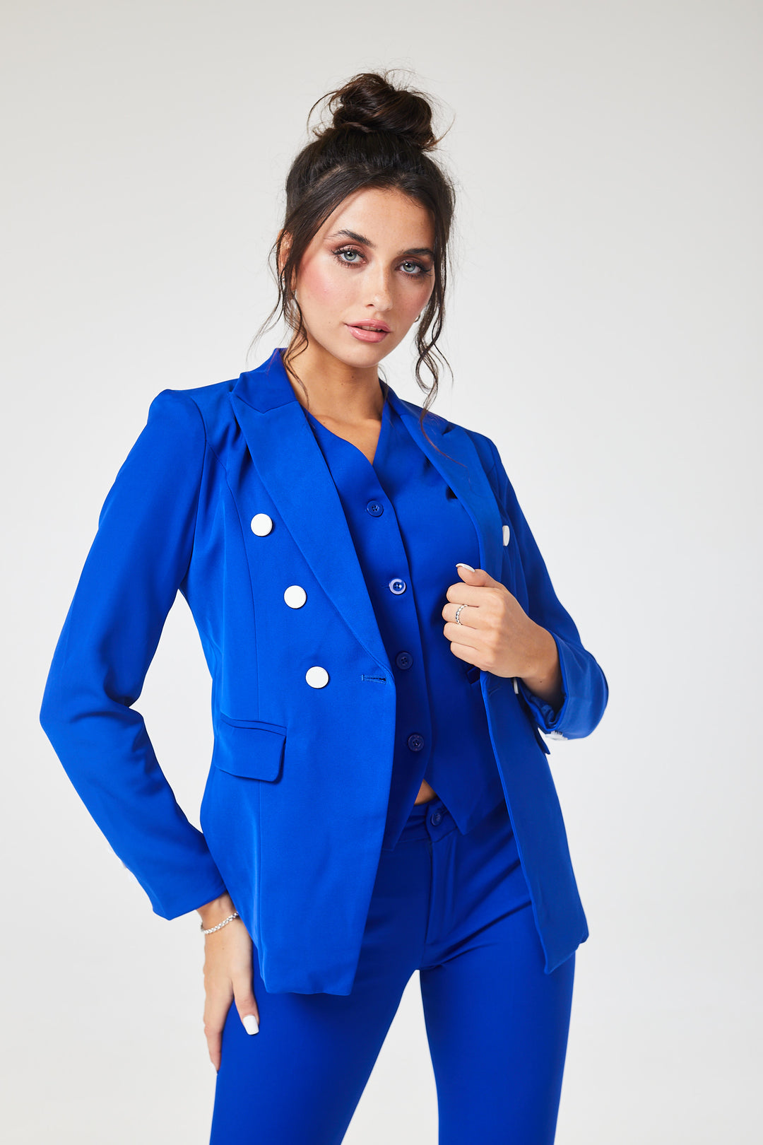 Cobalt Blue 4-Piece Trouser Skirt Suit