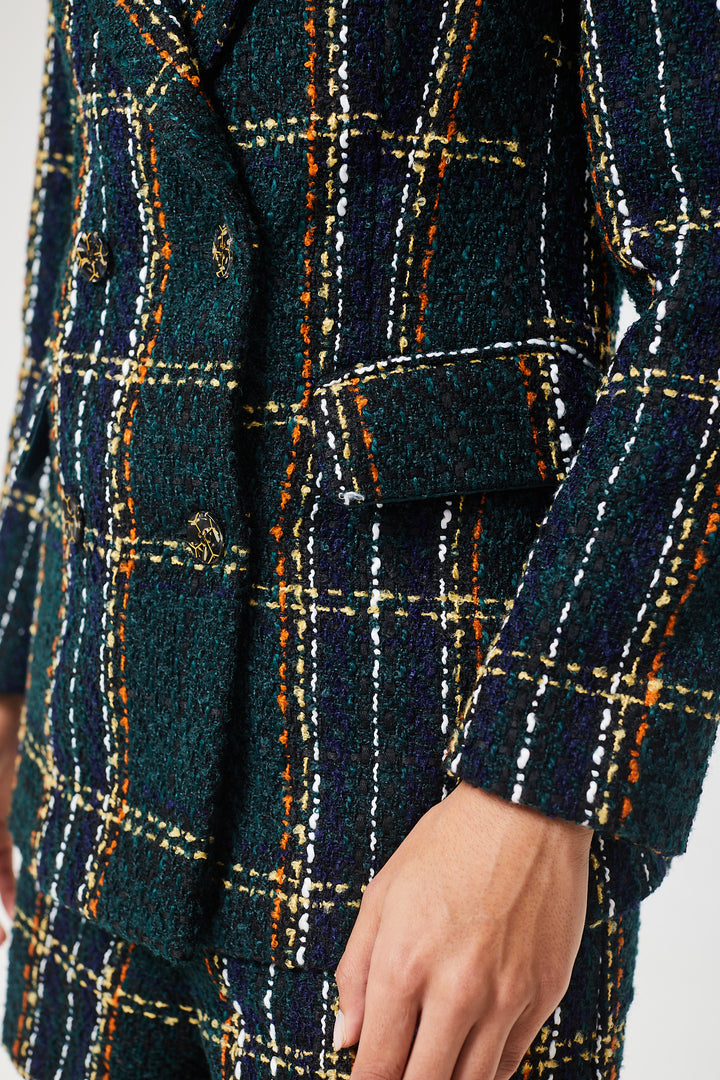 Green Check Tweed Short Pant Suit
