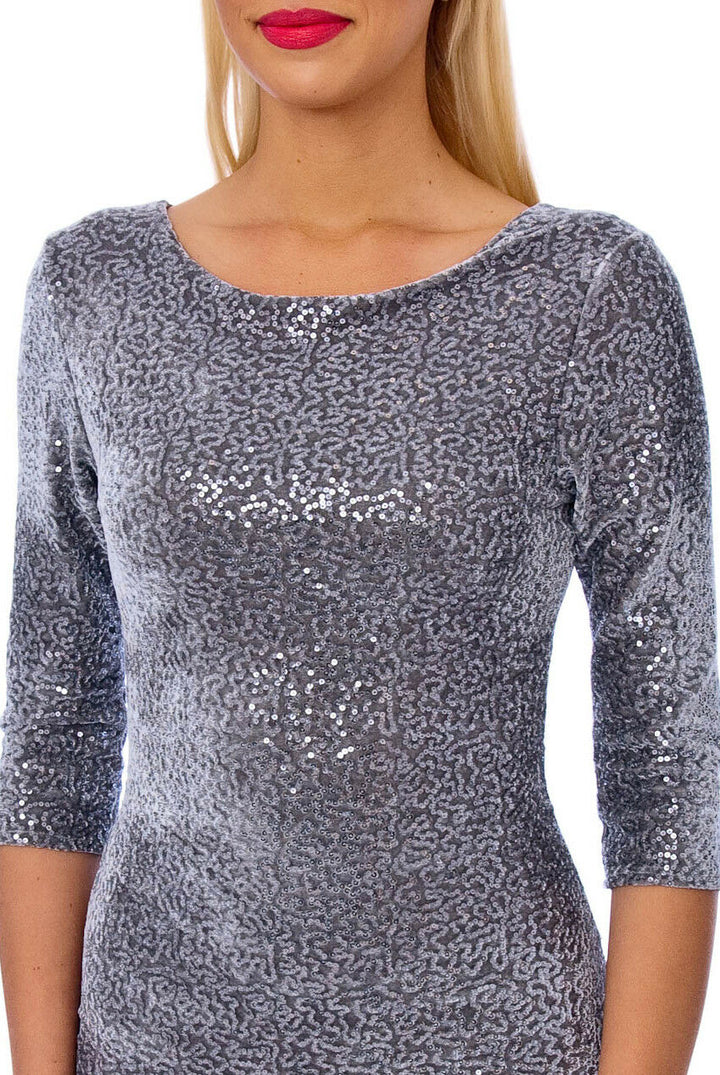 Sequin Velour Bodycon Midi Dress