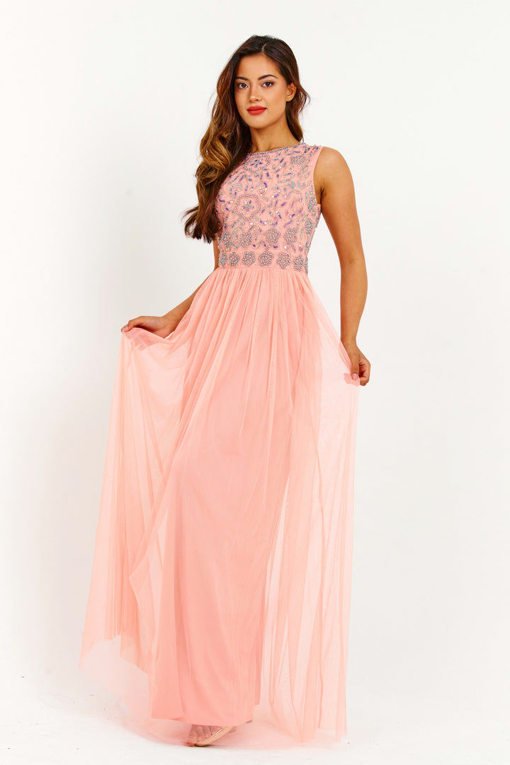 Rose Handmade Embellished Maxi Dress
