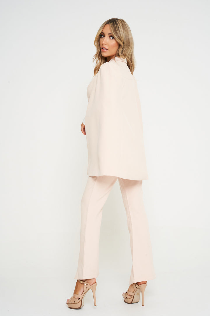 Beige 2-Piece Cape Trousers Suit