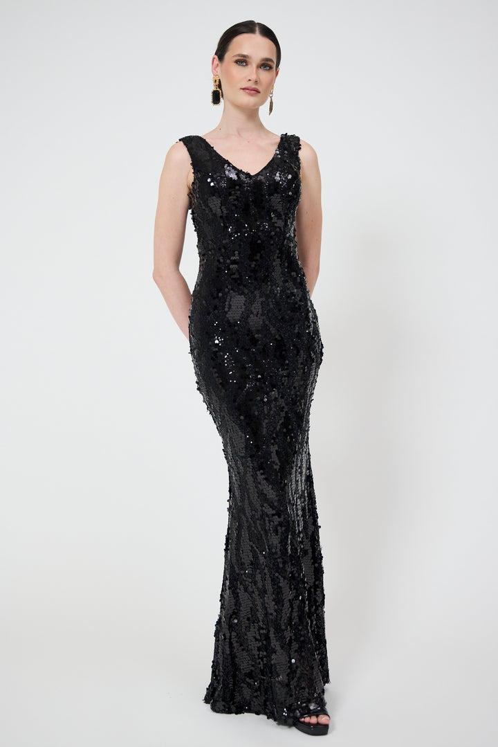 Norali - Black Sequin Maxi Dress