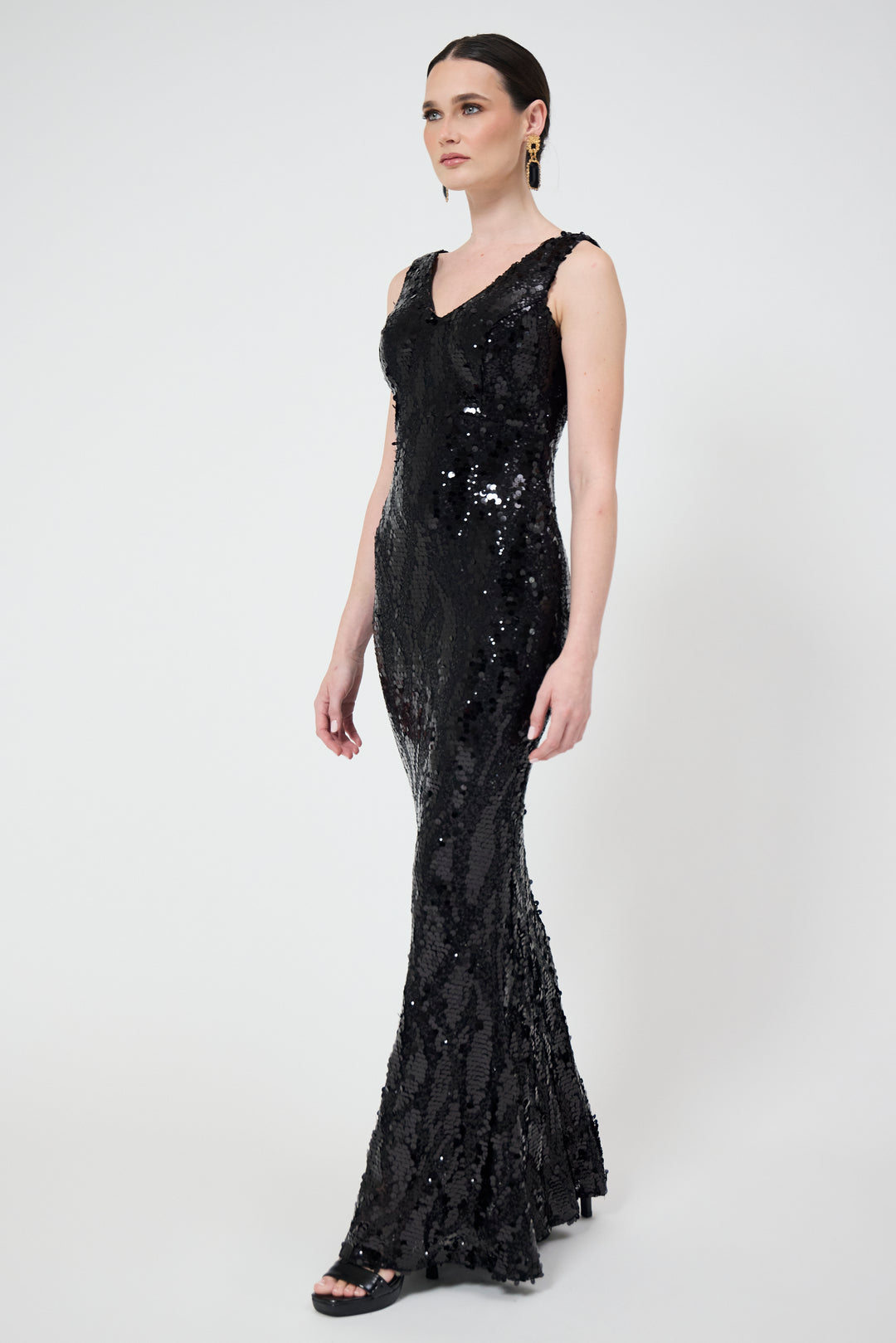 Norali - Black Sequin Maxi Dress