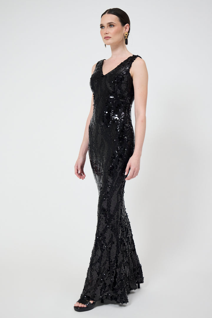 Norali - Black Sequin Maxi Dress