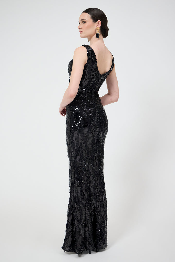 Norali - Black Sequin Maxi Dress