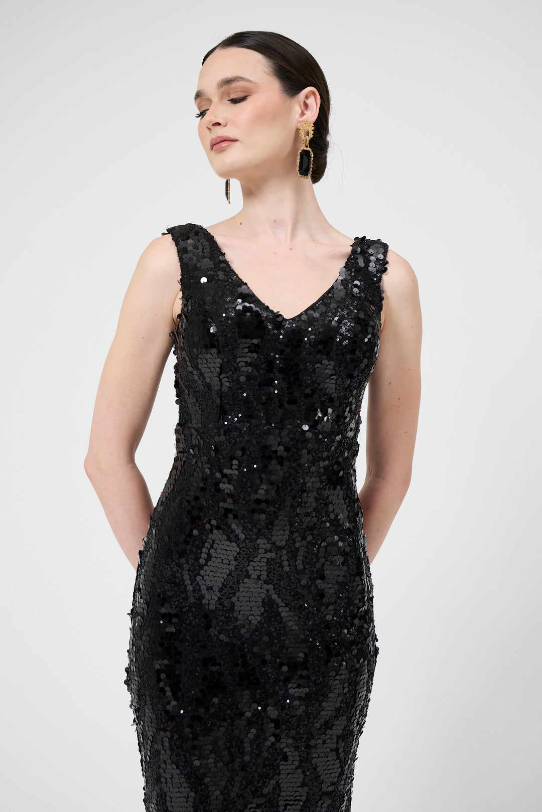 Norali - Black Sequin Maxi Dress