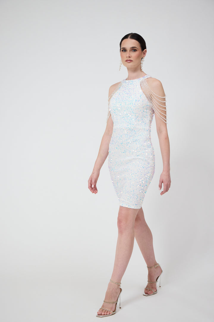 Iris - White Sequin Mini Dress