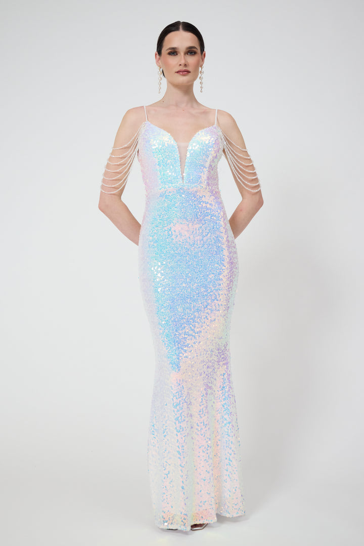 Zuri - White Sequin Maxi Dress