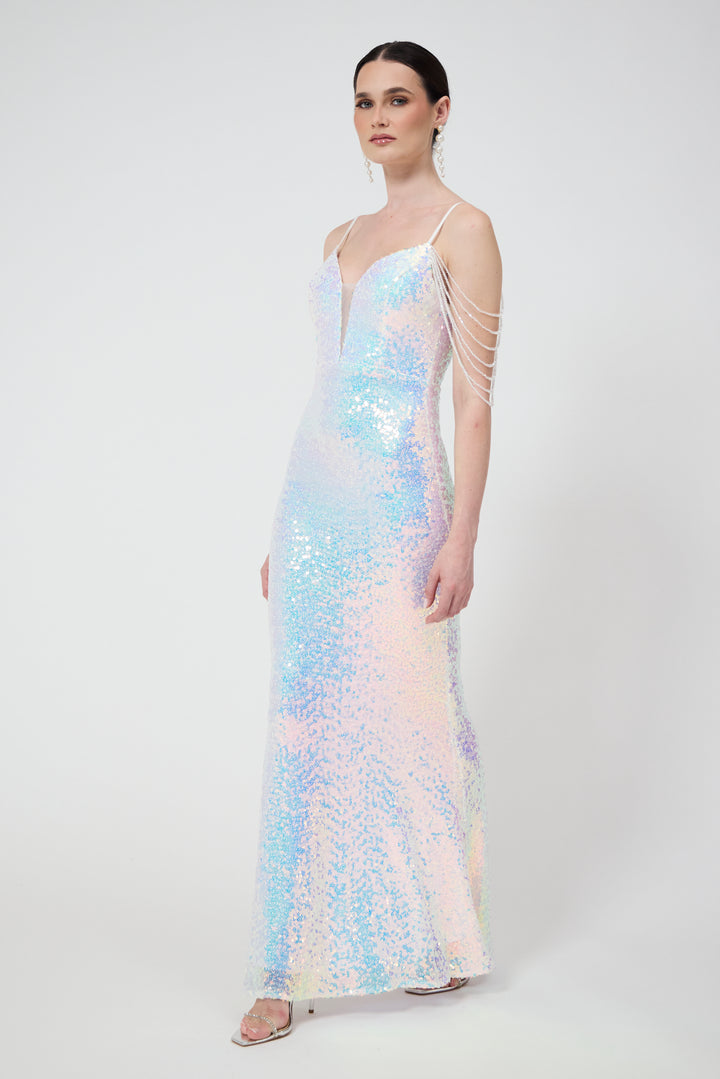 Zuri - White Sequin Maxi Dress