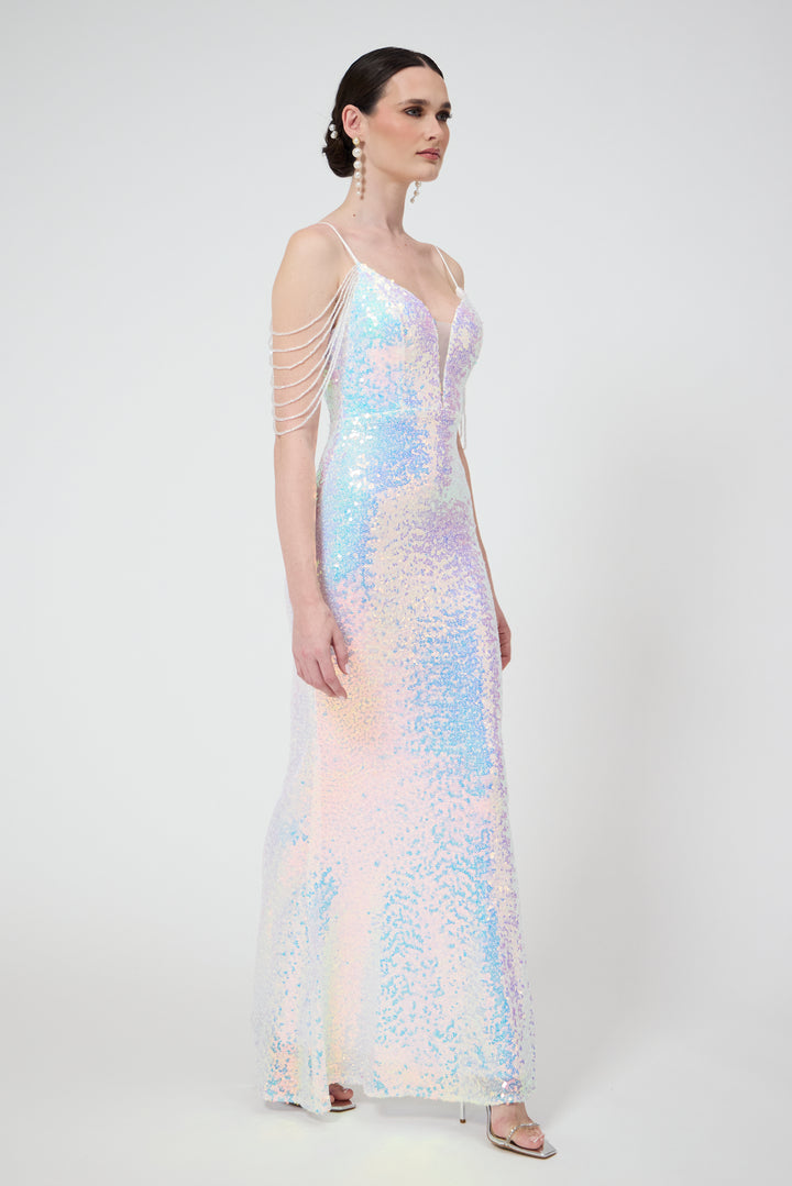 Zuri - White Sequin Maxi Dress