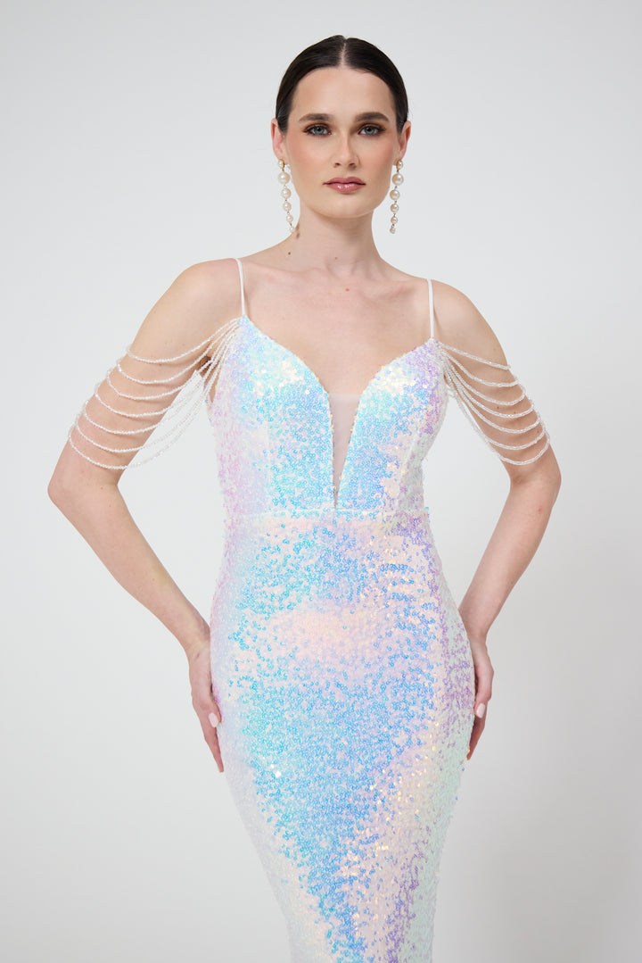 Zuri - White Sequin Maxi Dress