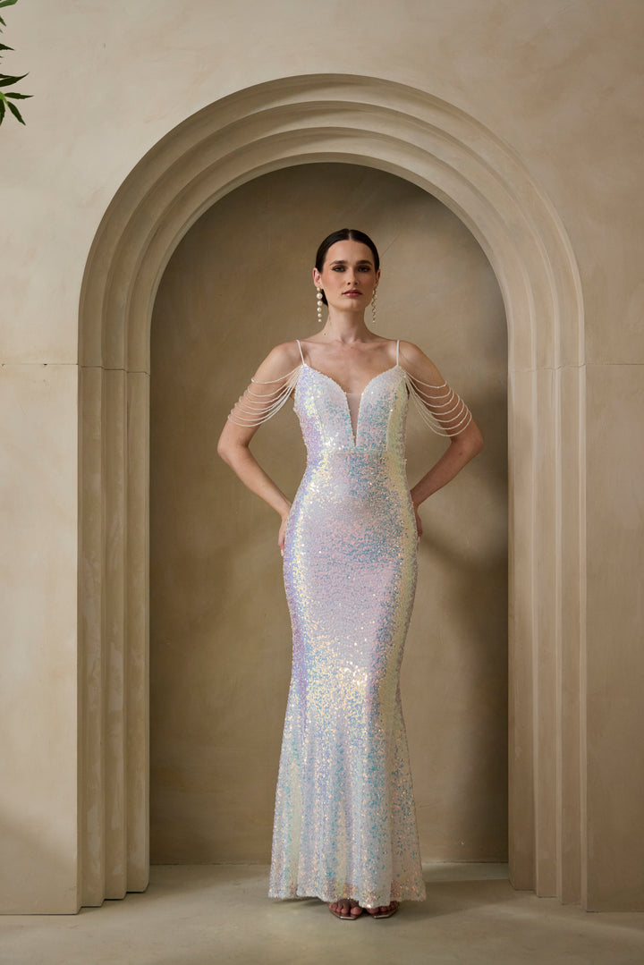 Zuri - White Sequin Maxi Dress