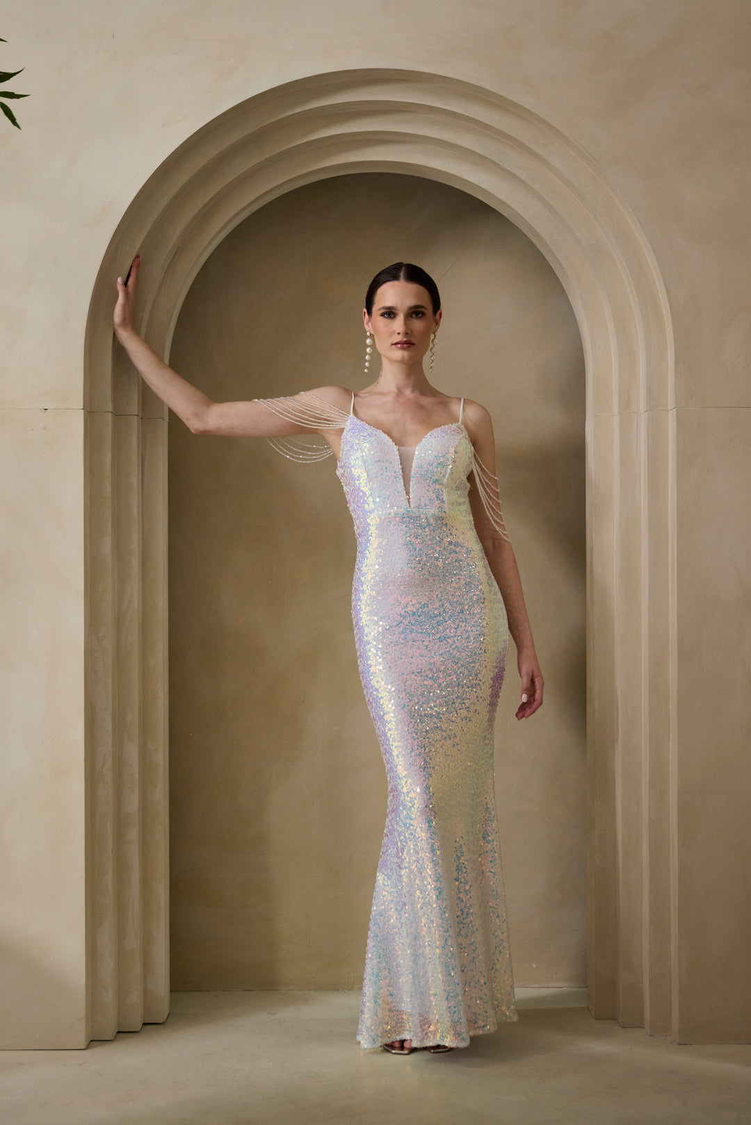 Zuri - White Sequin Maxi Dress