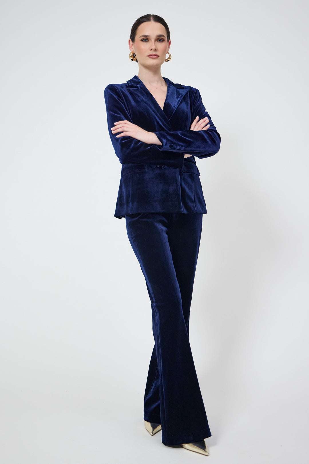 Eliana - Navy Velvet Blazer & Trouser Suit