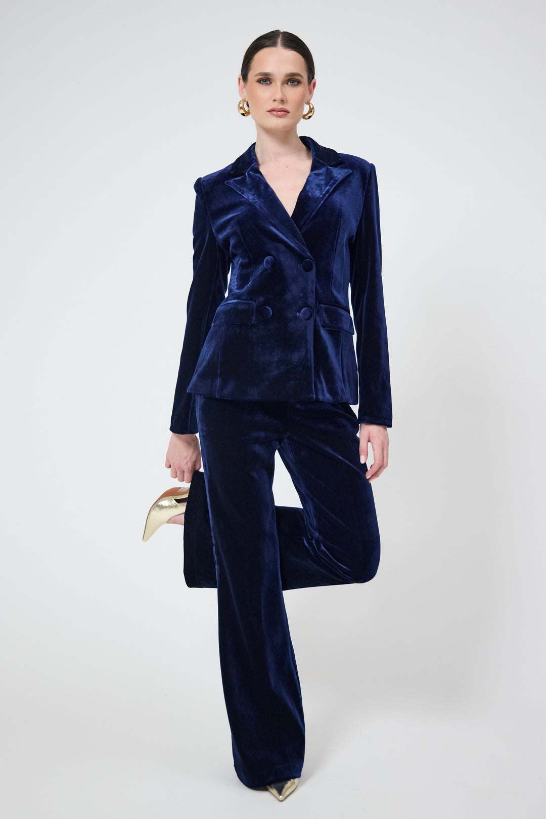 Eliana - Navy Velvet Blazer & Trouser Suit