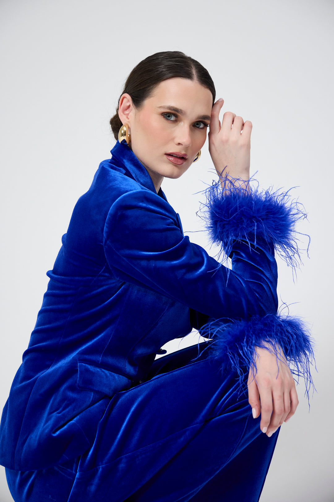 Sapphire - Blue Velvet 3-Piece Blazer Suit