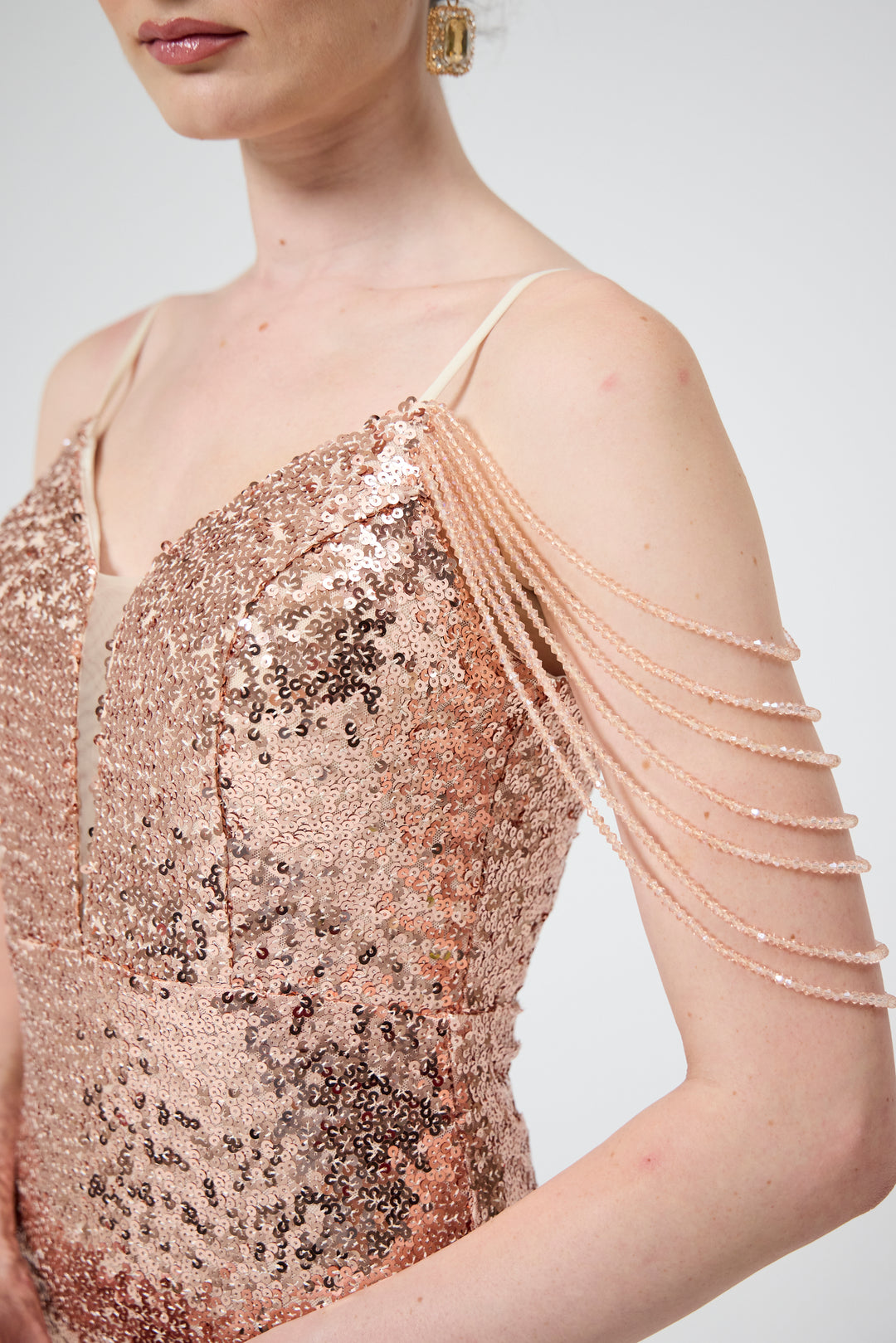 Ora - Gold Sequin Maxi Dress