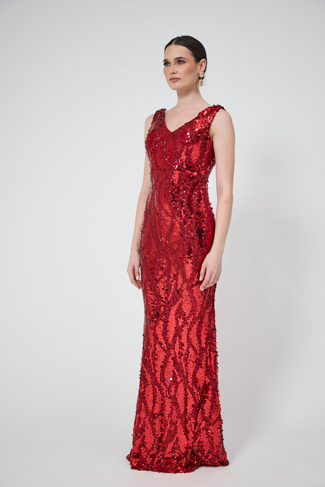 Zera - Red Sequin Maxi Dress