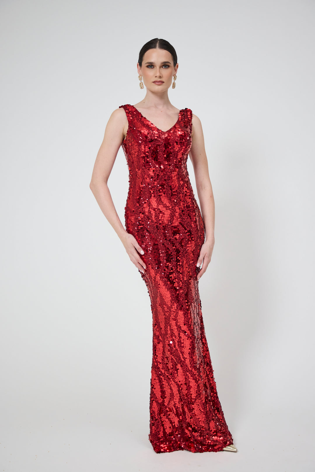 Zera - Red Sequin Maxi Dress