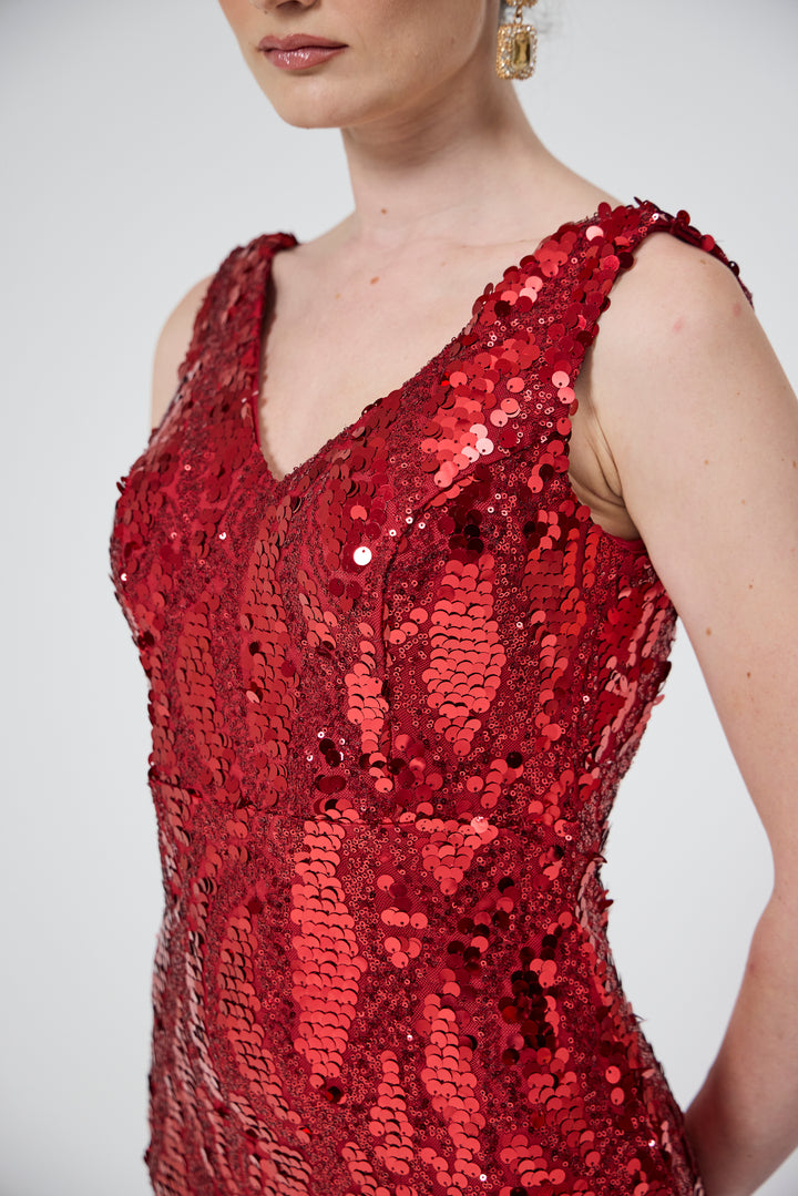 Zera - Red Sequin Maxi Dress