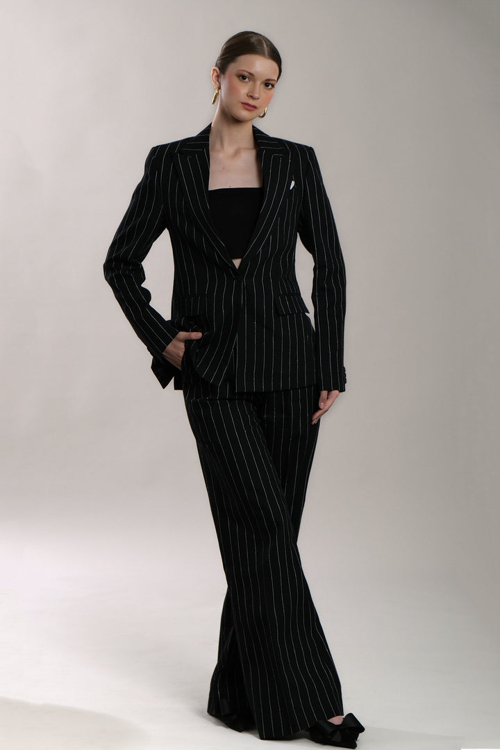Regent - Black Striped Linen Suit