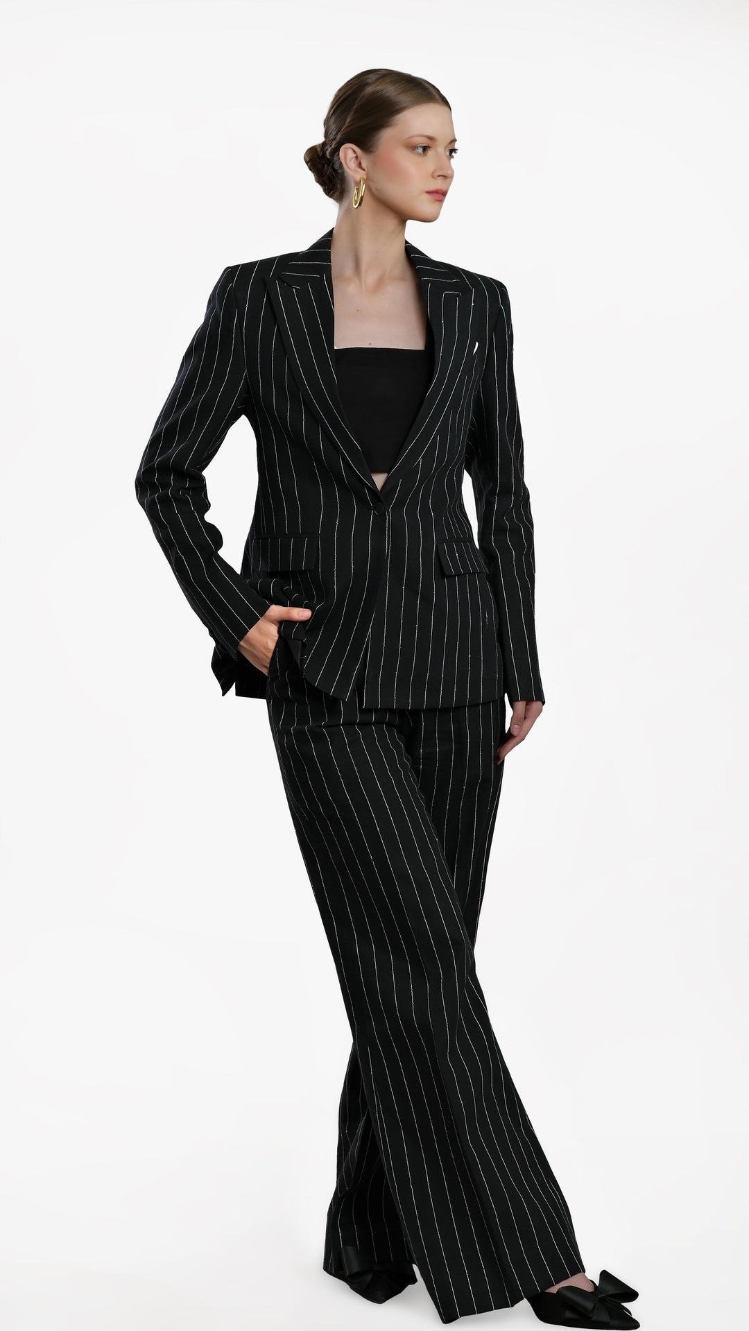 Regent - Black Striped 100% Linen Suit