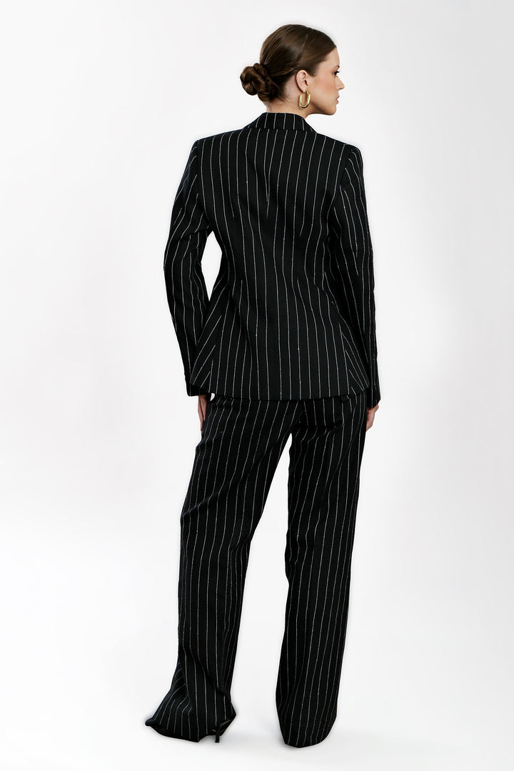 Regent - Black Striped Linen Suit