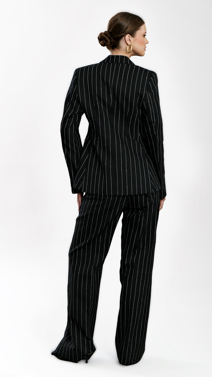 Regent - Black Striped 100% Linen Suit