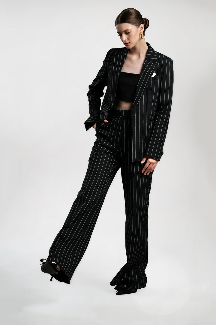 Regent - Black Striped Linen Suit