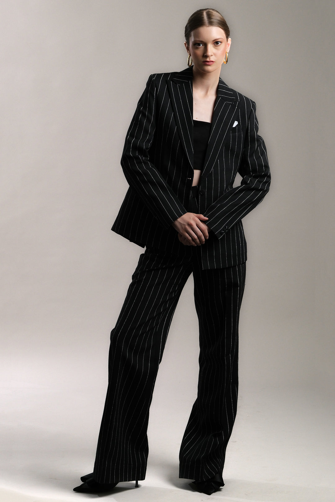 Regent - Black Striped Linen Suit